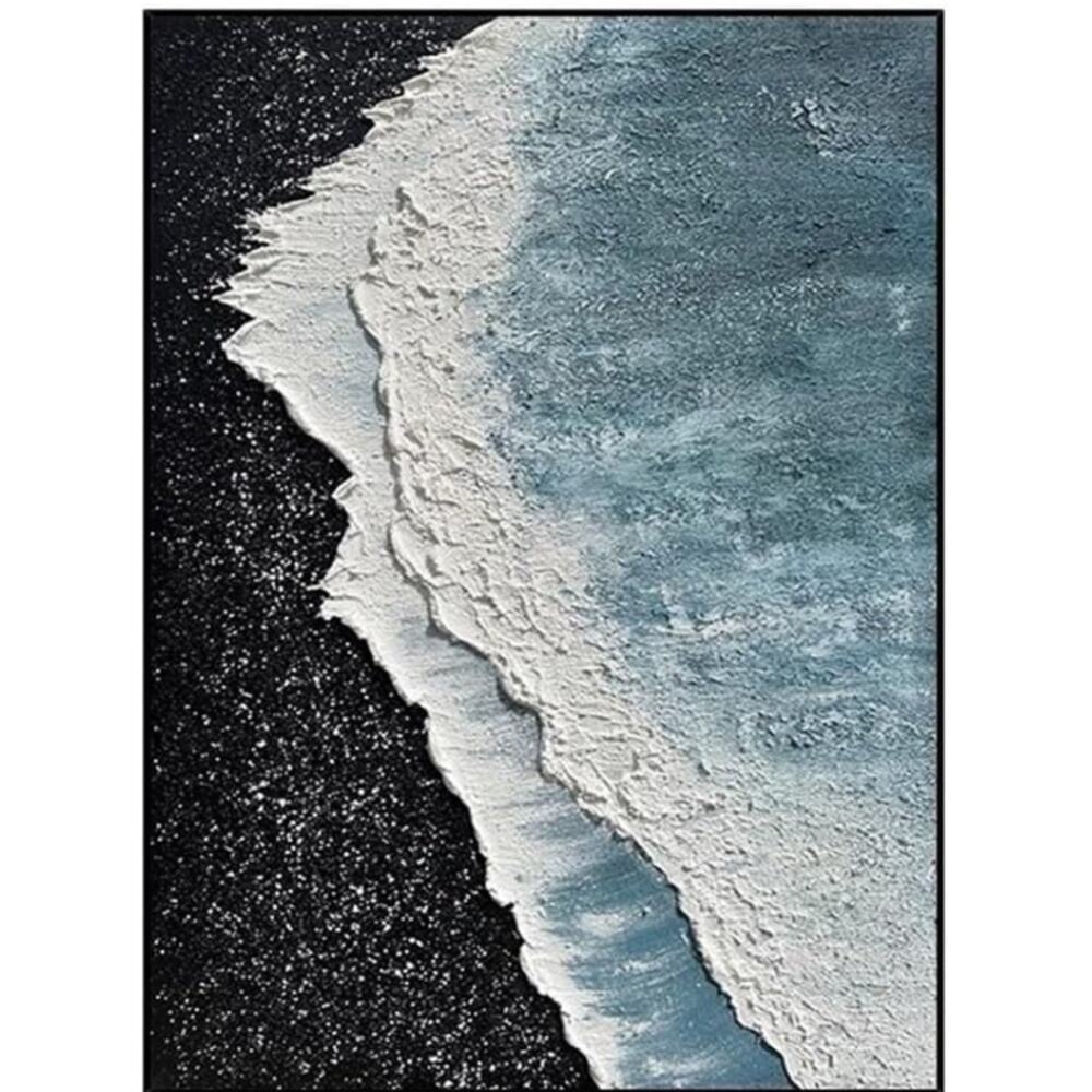 24x16 Abstract Coastal Ocean Wall Art Textured Black Frame New